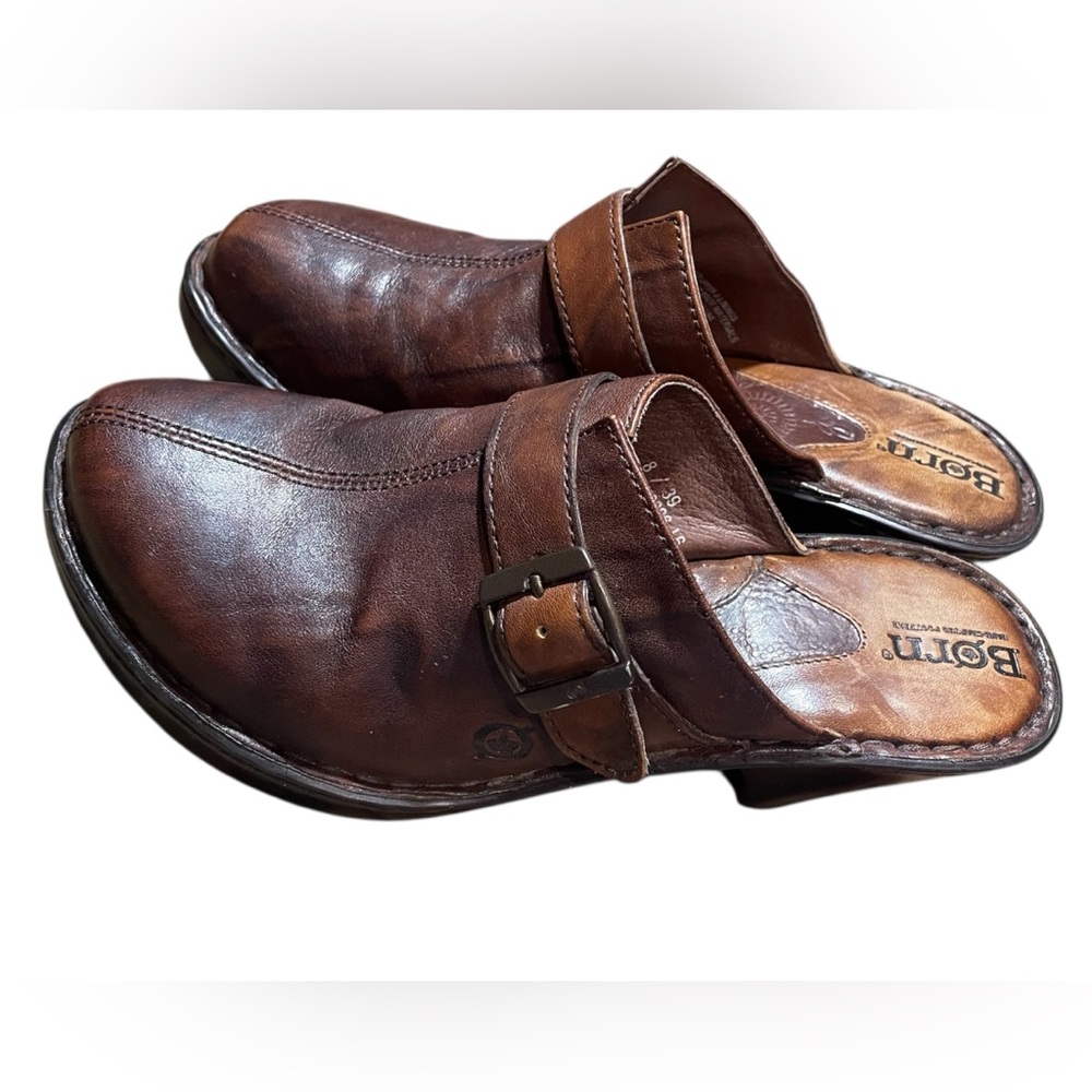 Born Brown Leather Mules - Women's 8